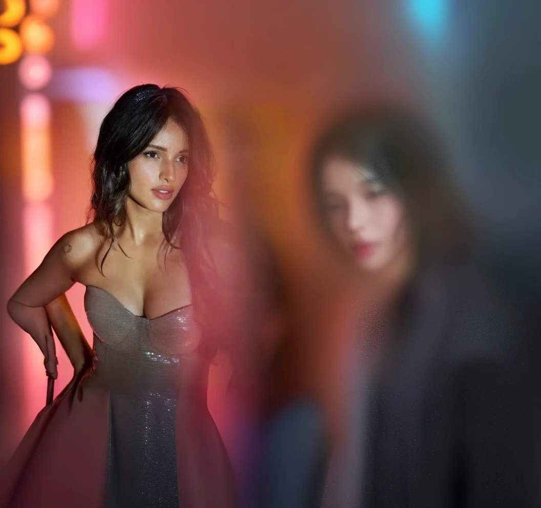 (best quality,ultra-detailed),(realistic:1.37),beautiful detailed eyes,long eyelashes,colorful umbrellas,reflections on wet pavement,blurred city lights,vibrant colors,cinematic atmosphere,portraits,sharp focus,physically-based rendering,bokeh,nighttime scenery,cityscape,weather effects,glowing neon lights,urban life,mysterious ambiance,dramatic contrasts,street photography,urban rain,people walking,emotional connection,dynamic composition,expressive brushwork,dancing lights,moody atmosphere,urban reflections,wet streets,urban energy,romantic vibes,illuminated sidewalks,dreamy aesthetics,city lights shimmering,night scenes,colored rain,dynamic lighting,playful colors,nighttime wonders,bustling streets,lively atmosphere,poetic urban scenery,urban nightlife,energetic atmosphere,sparkling rain,urban dreamland,cinematic tones,enchanted city.