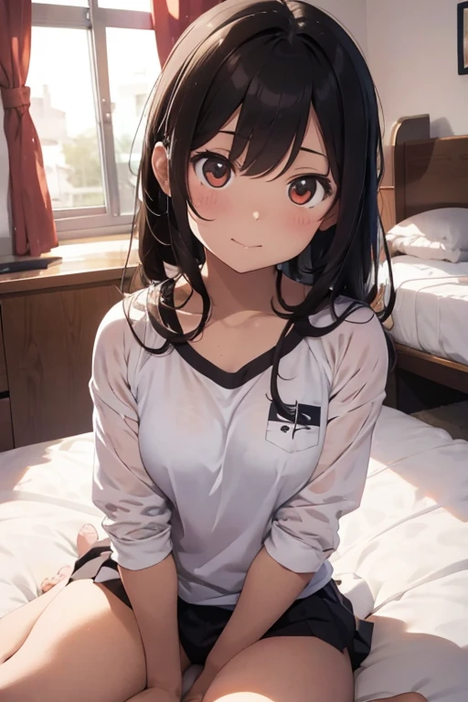 chica anime sentadas en la cama