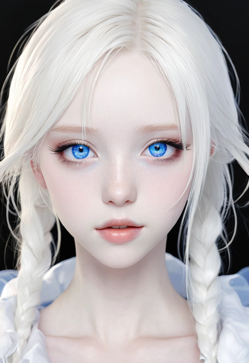 Oc female anime albino  with blue eyes