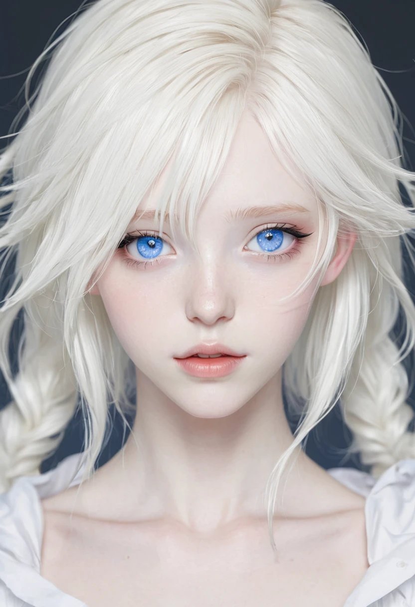 Oc female anime albino  with blue eyes