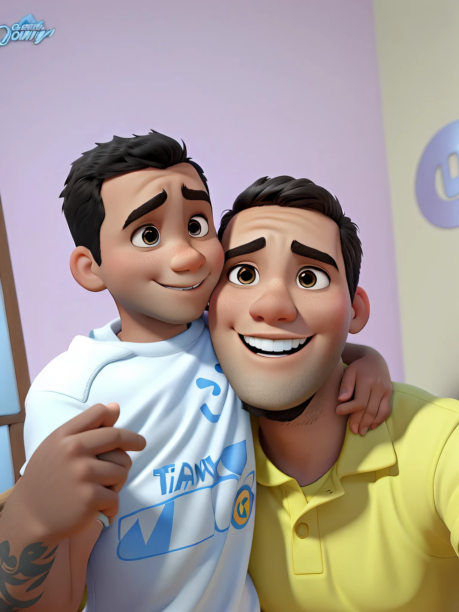 Pai e filho estilo Disney Pixar, Alta Qualidade,Melhor qualidade 