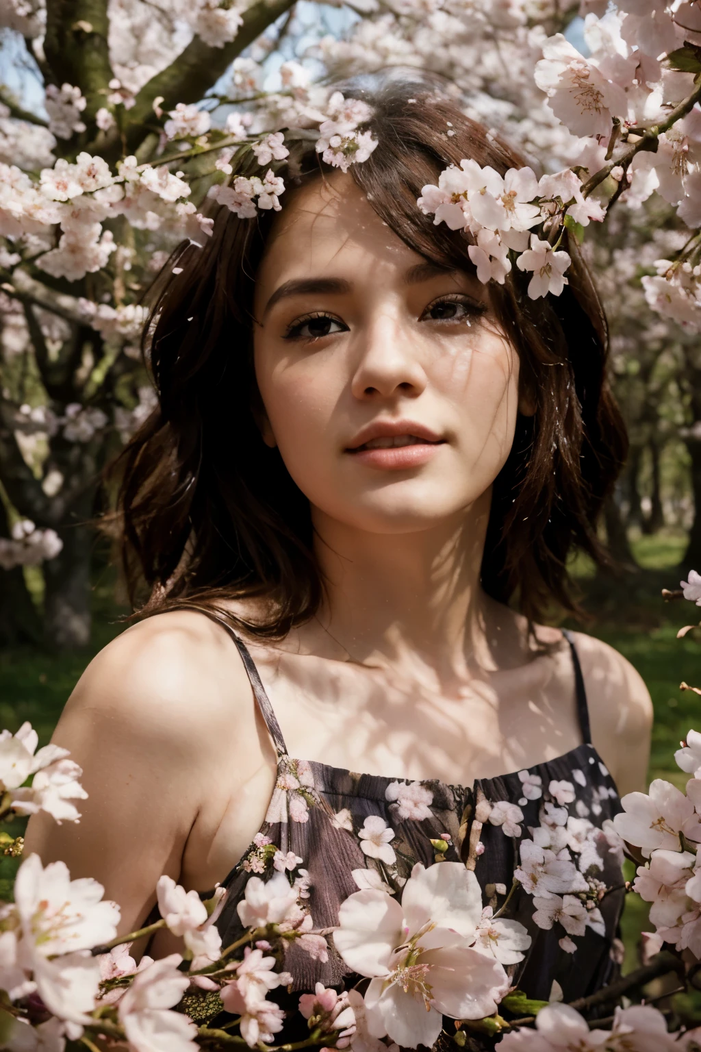 ultra high resolution, uhd, photorealistic:1.4, in cherry blossom woods