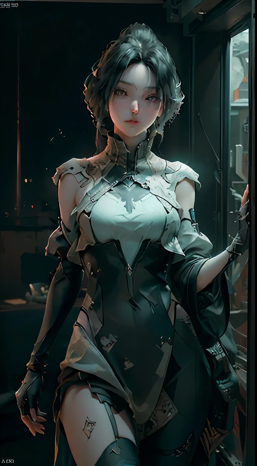 ((Best quality)), ((masterpiece)), (detailed:1.4), 3D, an image of a beautiful cyberpunk female,HDR (High Dynamic Range),Ray Tracing,NVIDIA RTX,Super-Resolution,Unreal 5,Subsurface scattering,PBR Texturing,Post-processing,Anisotropic Filtering,Depth-of-field,Maximum clarity and sharpness,Multi-layered textures,Albedo and Specular maps,Surface shading,Accurate simulation of light-material interaction,Perfect proportions,Octane Render,Two-tone lighting,Wide aperture,Low ISO,White balance,Rule of thirds,8K RAW,