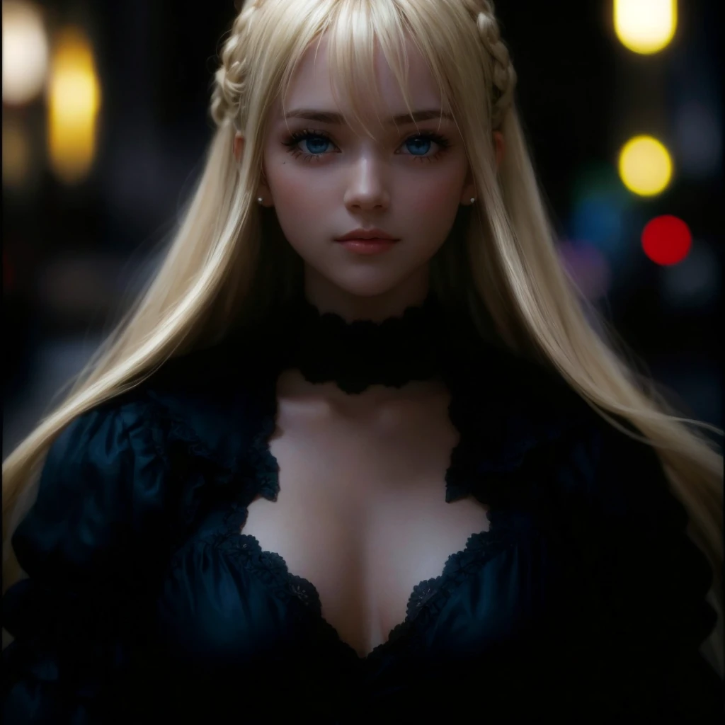 "Maria Rosa" (Melhor qualidade,4K,8k,high resolution,obra de arte:1.2), ultra-detalhado, realista:1.37, retratos, cores vibrantes, natural lighting, cabelo loiro, hipnotizantes olhos azuis, flawless face, symmetrical features, corpo perfeito, makeup to correct flaws