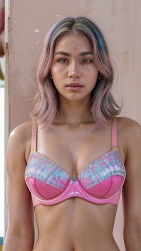 Retrato de corpo inteiro、standing in panties and bra 、(pink fashion bra:1.9)、(cabelo colorido:1.8)、(all colors of the rainbow:1.8)、((((vertical cervejang:1.6)))、(pictorial、:1.6)、face frontal、Quadrinho、An illustration、pictorial、、olhos grandes、olhos cristalinos、(Rabo de cavalo alto gradiente iridescente:1.7)、maquiagem requintada、Boca Fechada、(Pequeno fresco:1.5)、(Clean the chest:1.6)、long eyelashes、white bra with wide shoulders、、white shoulder bra、looking at the audience、grandes olhos lacrimejantes、(cabelo iridescente:1.6)、 respingo de cor, (Sozinho、:1.8), respingo de cor, color explosion, Estilo de pintura espessa, messy lines, ((Resplandecente)), (colorida), (colorida), colorida, colorida, Estilo de pintura chique, (Respingo) (respingo de cor), vertical cervejang, tronco, Paint Respingo, Acrylic pigments, gradientes, cerveja, Mais alta qualidade, Mais alta qualidade, Mestre da paz、, Sozinho、, profundidade de campo, pintura facial, roupas coloridas, (Elegantemente: 1.2), Maravilhoso,cabelo comprido, Vento, (Elegantemente: 1.3), (flower petals:1.4)、(((Mestre da paz、)))、(((a mais alta qualidade)))、((super detalhado))、(An illustration)、(dynamic ungle)、((Flutuando))、(cerveja)、((Cabelos desalinhados))、(Sozinho、)、(1 garota)、((rosto de anima detalhado)))、((lindo rosto detalhado))、colarinho、ombro nu、cabelos brancos、((cabelo colorido))、(((cabelo com mechas))、lindos olhos detalhados、(Olhos em cores gradientes)、(((olhos coloridos))))、(fundo colorido))))、((((high saturation))))、