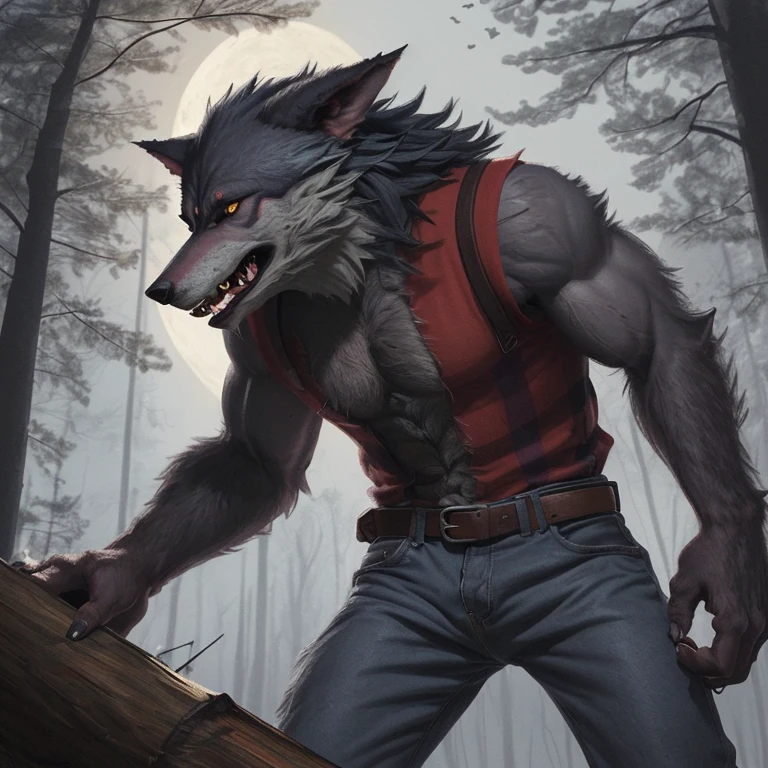 (zPDXL2), score_9_up, BREAK ((werewolf:1.35)), ((tall), bruises, abrasions, cuts, wounds), (grey fur, Dirty, disheveled), (glowing yellow eyes), (dirty grey thorn hunters jacket), (dark forest, night forest), BREAK AissistXLv2, unaestheticXL_bp5, SimplePositiveXLv2, zPDXL2 PonyXLV6_Scores
