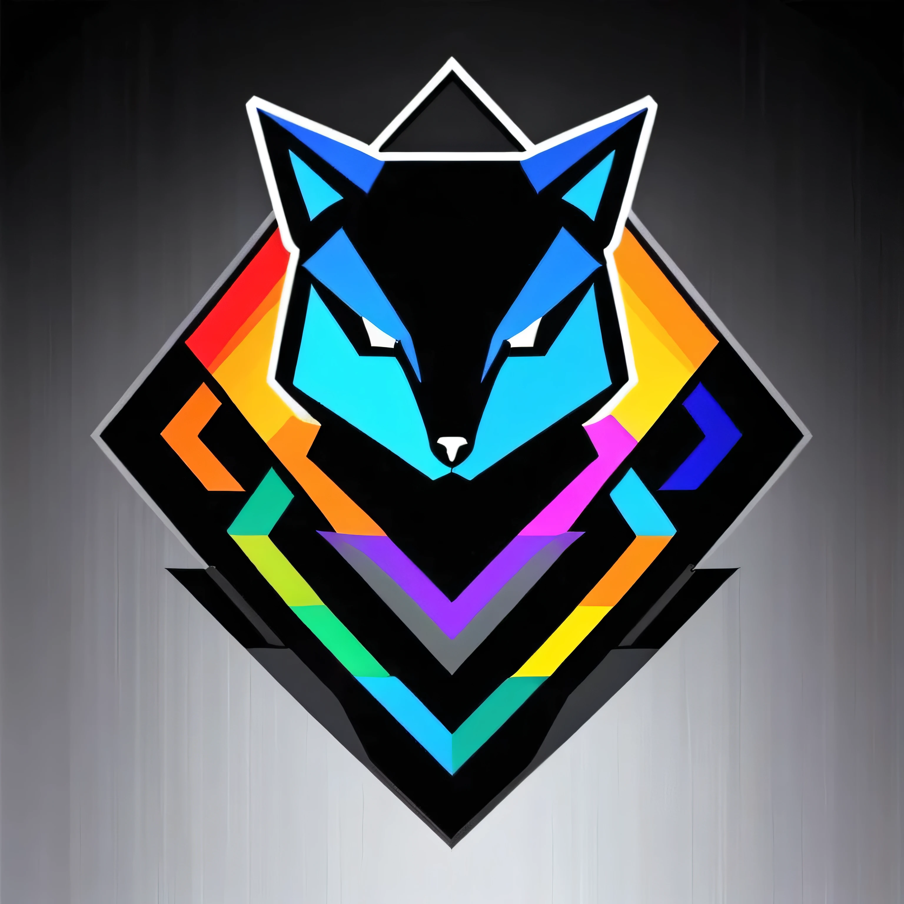 logo que Diga : TecnoanimalCreation , negro y gris como colores principales del logo, fondo multicolor