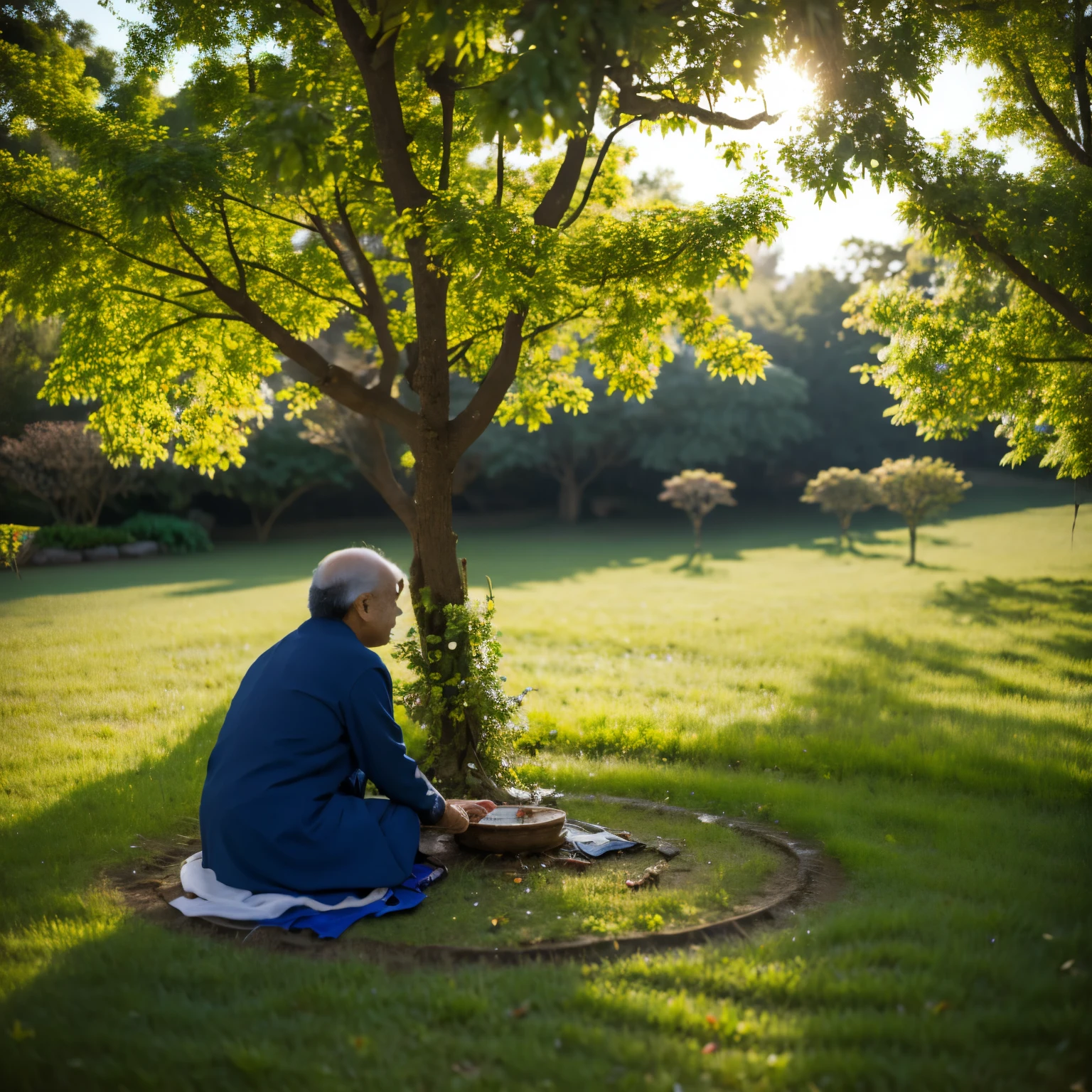 Ai picture iam setting in the ground off tree seeting pandit ji seen my hand my name is Gautam