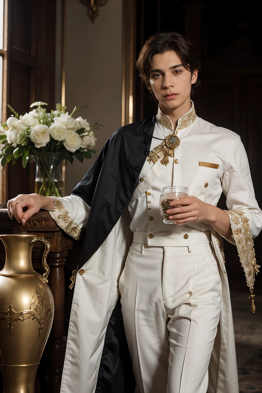 a prince with vases on his side