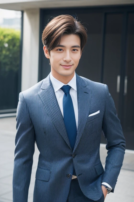 striped brown suit、 30-year-old handsome employee、Hair is neat.No short beard.no beard. (Super handsome S-class suit guy)、 Japanese 30-year-old man、 merchant、 Ultra-luxury set、 office、 Stand up in a suitSyoung handsome man、 Full body image、 (CG Unity 8K high-detail photos)、 (a very detailedSThe handsome guy in the class)、 (Photos are real)、 ((top quality))、 Super detailed、 (Masterpiece)、 Ultra high quality、 High、 audience、 gentleman、 very beautiful hair、 short hair、 bright photos、 As handsome as a model、 As handsome as an idol、 Luxury watches、 Eyes balanced looking at the audience with a slight smile