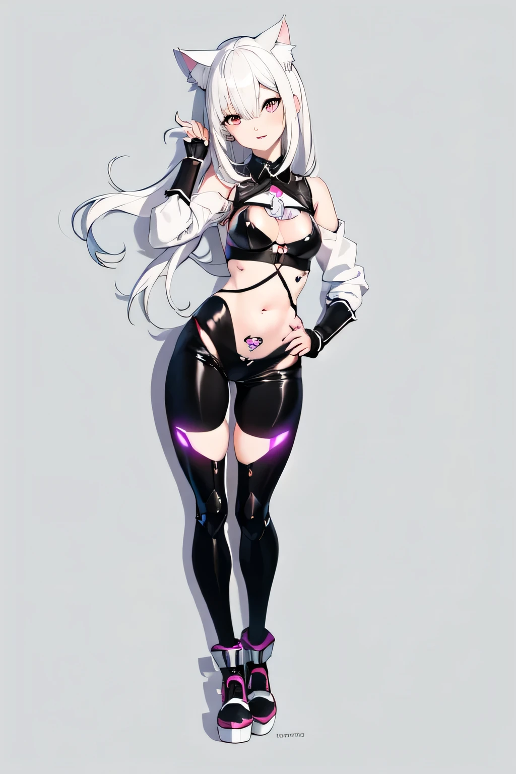 anime girl with white hair and black catskin outfit posing, fullbody commission for, full body portrait of a short!, female furry mini cute style, oc commission, attractive cat girl, anime catgirl, commission for high res, fully robotic!! catgirl, single character full body, !!full body portrait!!, anime style character, white cat girl, cat girl