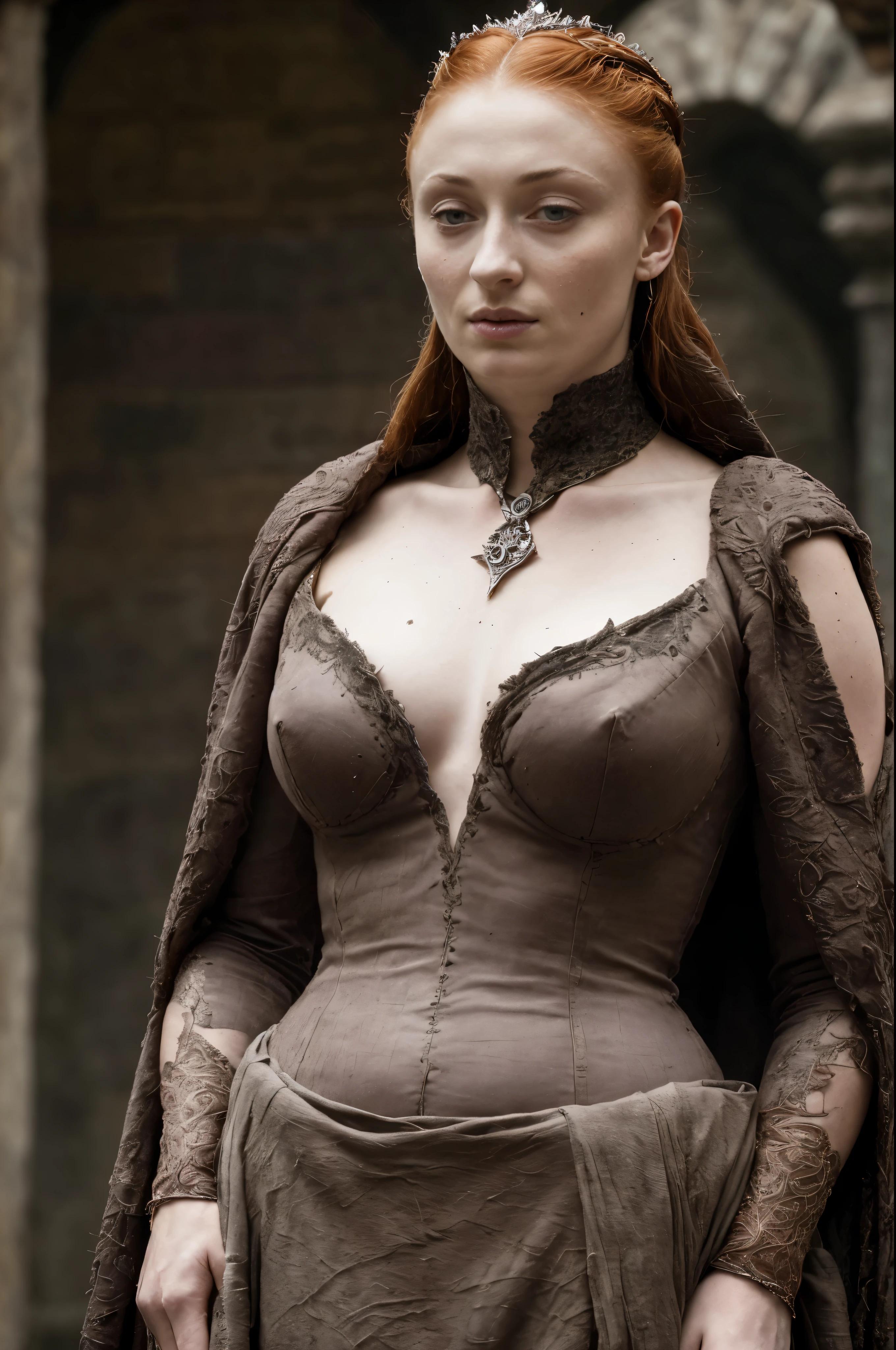 ( Photograph of Sophie Turner as hot queen ) (random photo , full body shot, thick figure, fleshy body, tall woman ) Alayne Stone, Gorgeous Woman, Queen, queen lady, Lady of Winterfell, Wardeness of the North,) the de facto Lady of the Eyrie, 40 years Old, she a Full growned mature lady now, beautiful mature lady, the queen, milf beauty, mature queen, a captivating woman, beautiful queen, empress, mediaeval queen, alluring appearance, unrivaled beauty, , mediaeval erotic costumes, a Game of Thrones-inspired costume, a close-up of a woman from the middle ages, scene from "Game of Throne," deep cleavage, warrior princess, healthy body, perfect thick body, attractive figure, fleshy body, style of "Game of Throne,", stunning woman, dress made of leather clothe ( ( insanely detailed realistic skin texture, pores, wrinkles ,freckles) , realistic environment, detailed ultra realistic facial features perfect body parts, ( hyper photorealistic) )