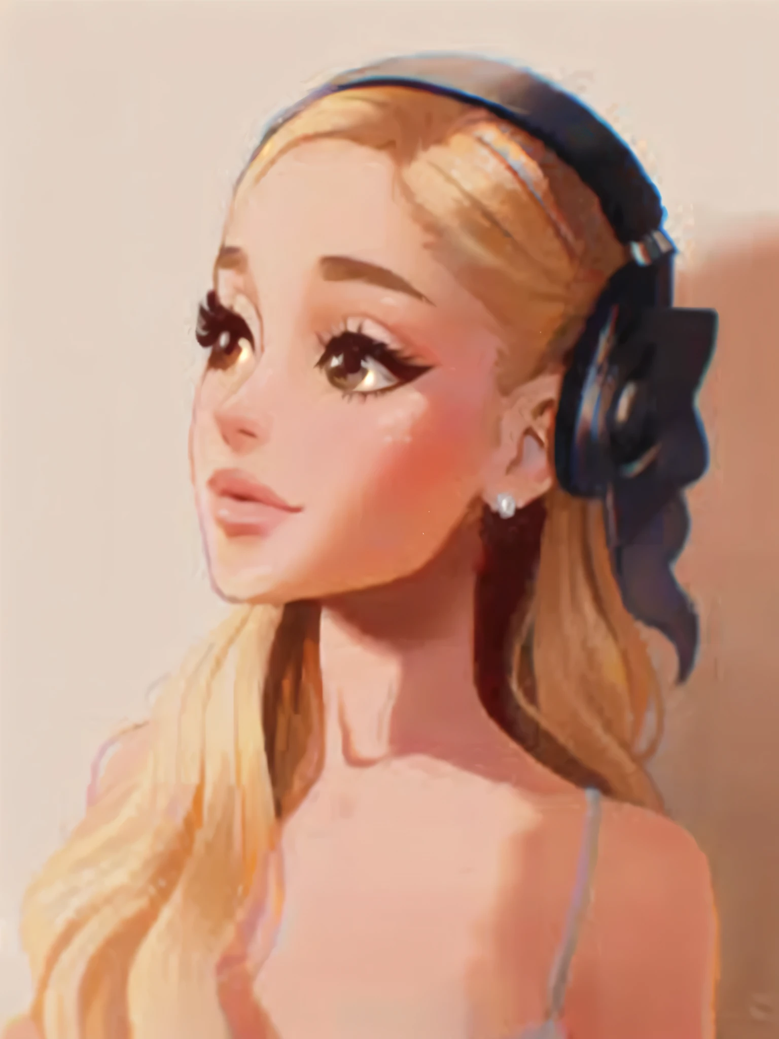 um close up de uma garota de desenho animado com fones de ouvido em, pintura de ariana grande, lazy art style, arte digital de um elegante, pintura de retrato de ariana grande, retrato de ariana grande, in digital illustration style, pintura digital de desenho animado, arte de pintura digital dos desenhos animados, estilo pintura digital, no art style by bowater, estilo de arte impressionante, estilo de arte dos desenhos animados, estilo de arte realista