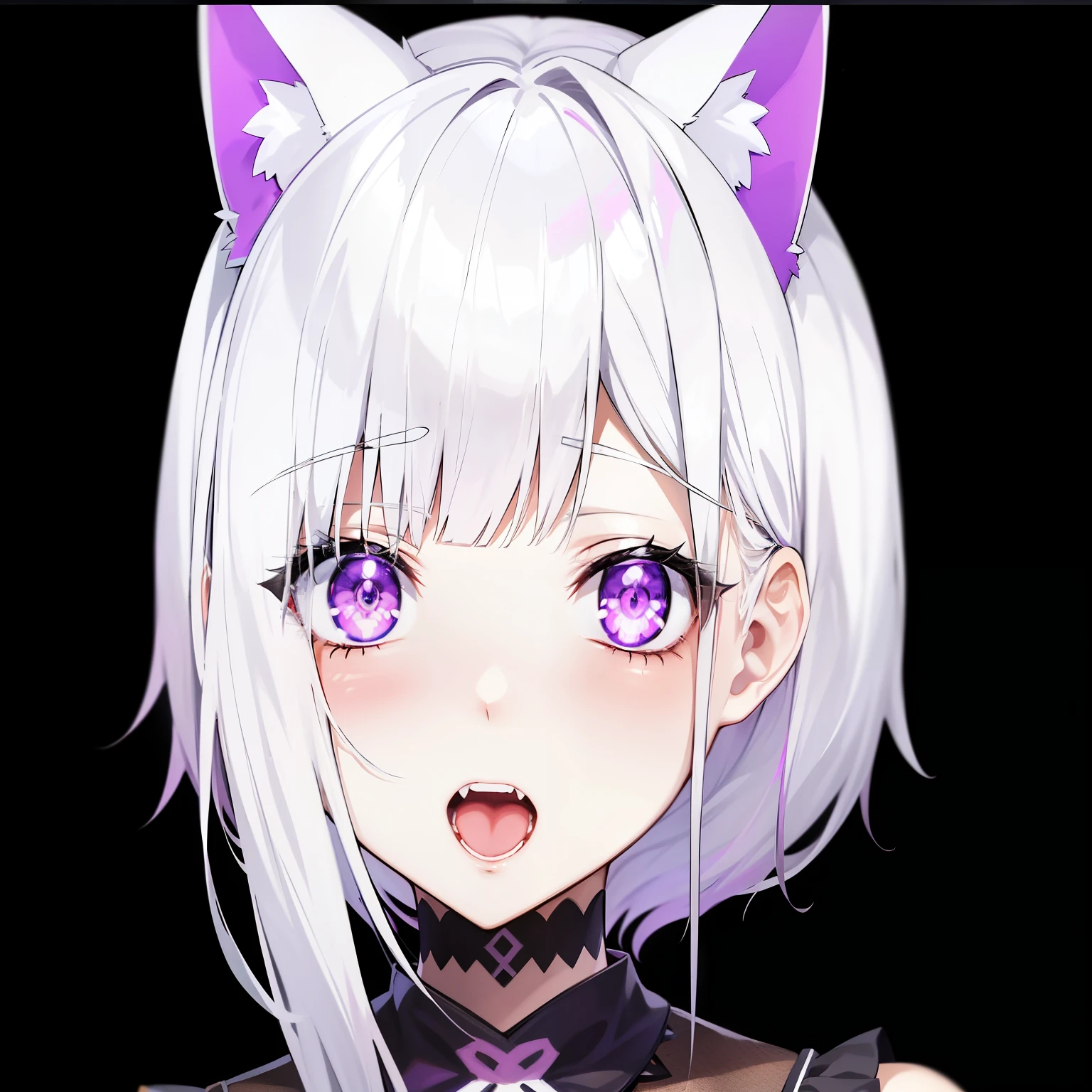 anime girl with white hair and purple eyes wearing a black outfit, anime catgirl, anime girl with cat ears, cute anime catgirl, white cat girl, nekomimi, anime cat, beautiful anime catgirl, ayaka genshin impact, live2d virtual youtuber model, very beautiful anime cat girl, girl with cat ears, anime visual of a cute cat