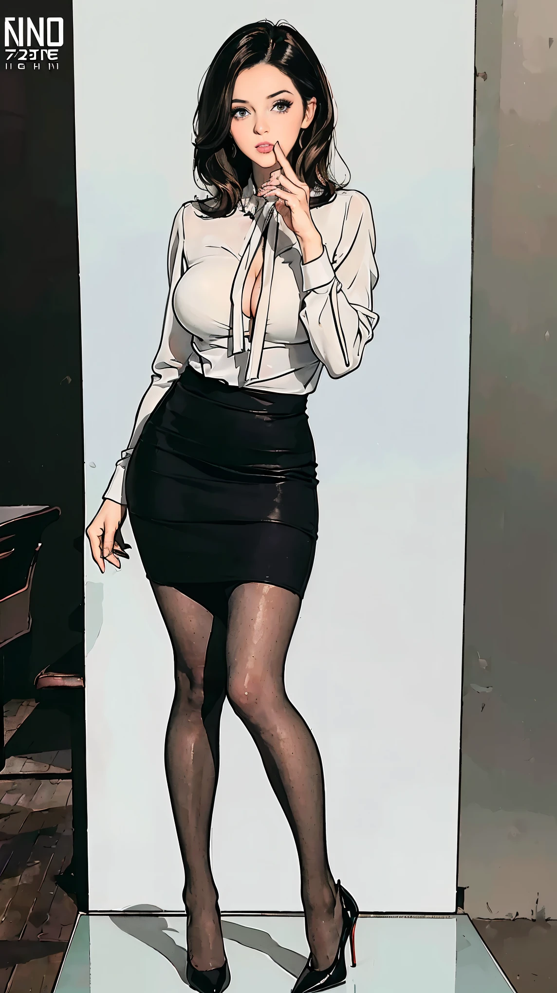 nsfw, (ultra-detailed, photorealistic, best quality, 4k, 8k, highres, masterpiece:1.3), a strikingly beautiful young woman, tall with a voluptuous figure, long toned legs, flat abs, and an hourglass body shape, long glamorous platinum blonde hair, expressive blue eyes, Her perfectly round and full breasts are a standout feature, complemented by her sophisticated makeup, featuring smokey eyeshadow, dramatic eyelashes, and nude lips, Bella is wearing a daring and provocative business casual outfit, featuring a fitted blazer with nothing underneath, showcasing her cleavage, paired with a high-waisted pencil skirt that hugs her curves, and stiletto heels that add height, She accessorizes with a delicate gold necklace, diamond-studded earrings, and a designer clutch bag, Her posture exudes confidence and elegance, with a poised and self-assured expression, The background features a luxurious, serene setting in Verano Bay, emphasizing her refined lifestyle and the picturesque environment, (intricate detail, super finely detailed hands, ultra finely detailed fingers, full body showcase, show full body:1.3),
