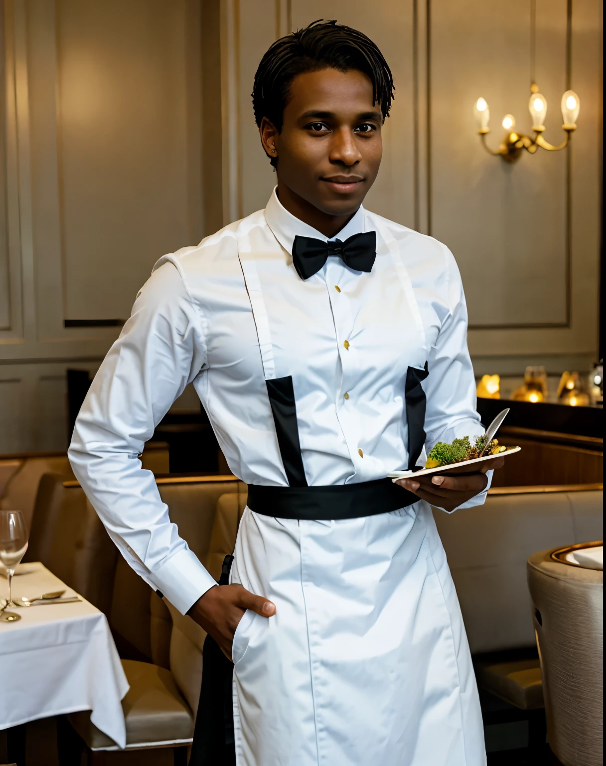 Criar um homem ????? , waiter at a fancy restaurant 