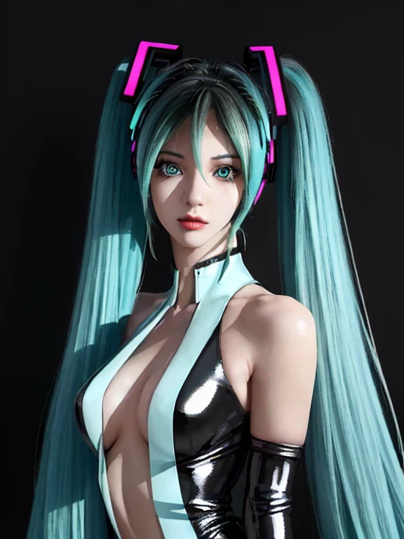 Anime, Girl, (((1girl))), (((Waifu, VOCALOID, Miku Hatsune Waifu))), What(((Long Hair, Twintails Hair))), ((Cyan Eyes eyes:1.3, Upturned Eyes: 1, Perfect Eyes, Beautiful Detailed Eyes, Gradient eyes: 1, Finely Detailed Beautiful Eyes: 1, Symmetrical Eyes: 1, Big Highlight On Eyes: 1.2)), (Detailed Body, (Detailed Face)), Face Close-up, Facing Front, Facing Camera, Young, (Best Quality), Shirt, Loose Skirt, Modest Clothing, Skin Covered, High Resolution, Sharp Focus, Ultra Detailed, Extremely Detailed, Extremely High Quality Artwork, (Realistic, Photorealistic: 1.37), 8k_Wallpaper, (Extremely Detailed CG 8k), (Very Fine 8K CG), ((Hyper Super Ultra Detailed Perfect Piece)), (((Flawlessmasterpiece))), Illustration, Vibrant Colors, (Intricate), High Contrast, Selective Lighting, Double Exposure, HDR (High Dynamic Range), Post-processing, Background Blur, Inky Shadows, Darker Shadows, Thick Shadows, High Quality Shadows, high detail, realistic, Cinematic Light, sidelighting, Lens Flare, Ray tracing, sharp focus,