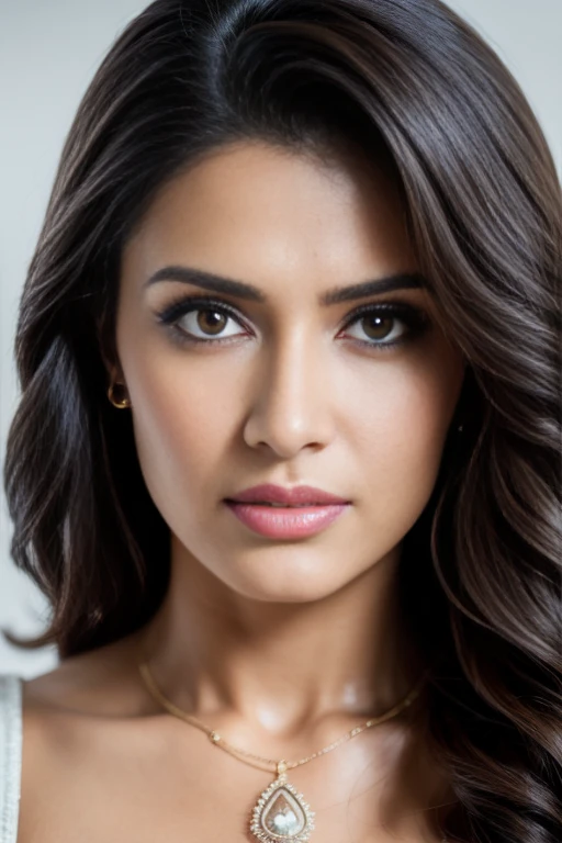 topless Portrait of A confident-looking indian woman with long flowing hair, hazel eyes, with flowing capes, perfect composition, hyperrealistic, super detailed, 8k, high quality, trending art, trending on artstation, sharp focus, topless studio photo, intricate details, highly detailed, art by greg rutkowski, swimsiit, supermodel, big butts
