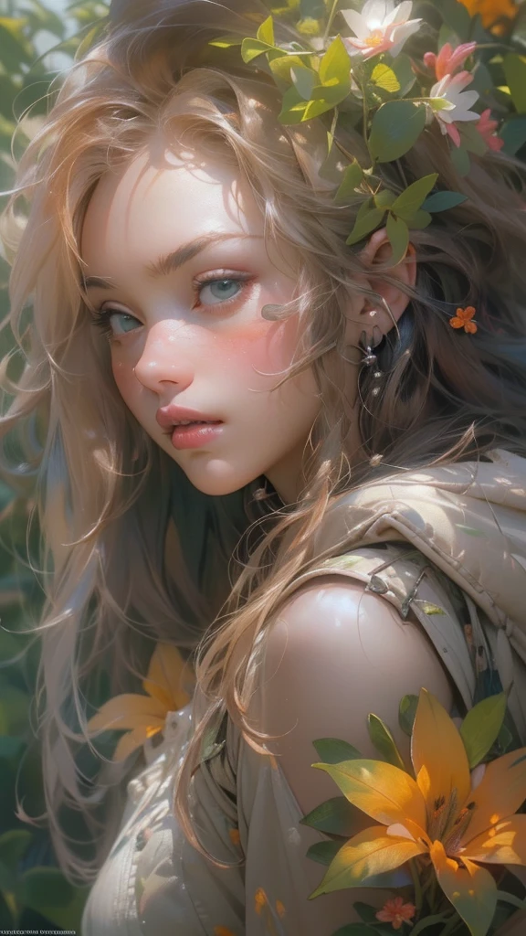 ((Create one girl + ye, (realistic), (masterpiece, Best quality), (1 elf), (1 girl), (sexy), (One, bangs, red dyed hair) (White armor cyber skulls), (long black tights with gloves)).((close-up), (standing at full height), (mysterious))_((Girl), (green:1.5, orange:1.1, white: 1.3, yellow:1.3))_((very sexy girl with dreadlocks), (tattoos), (naked parts of the body), (down jacket: 1.2), (jacket on a naked body, T-shirt, thong)) __))_( (Beautiful figure, half-turn 16+ years),ealistic)),((small peach breasts, graceful figure, narrow waist, smooth hips)),((long double braids),(tight braids),(braided hair), (dark hair) ),((red lips)), ((smile)))_ ((((Shiny skin:1.5, white skin, light skin: 1.5)),((sexy), (cute ))_((fractals, Flowers, leaves, fog, lilies, circles background))_((Chiaroscuro, contrast, warm-cold), (atmosphere visualization), (best quality), (Virtual realism))_))) _(((Digital painting, anime style, cyberpunk), (best quality, 4k, high resolution, masterpiece: 1.2)),((ultra-detailed)),((realistic, photorealistic, photorealistic: 1.37)))_(( ( Soft clear shapes, broad strokes, attention to detail)))_(((High quality, 16K | Ultra HD | Full HD))).