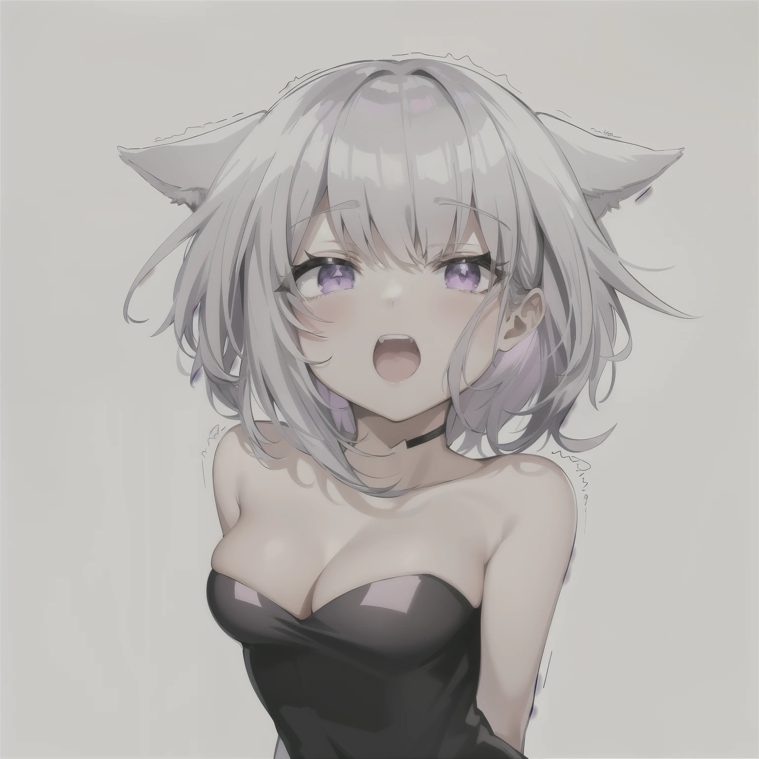 anime girl with cat ears and purple eyes in black dress, cute anime catgirl, anime catgirl, white cat girl, neferpitou, beautiful anime catgirl, anime girl with cat ears, attractive cat girl, cat girl, very beautiful anime cat girl, catgirl, nyaruko-san, anime moe artstyle, anime cat, seductive anime girl