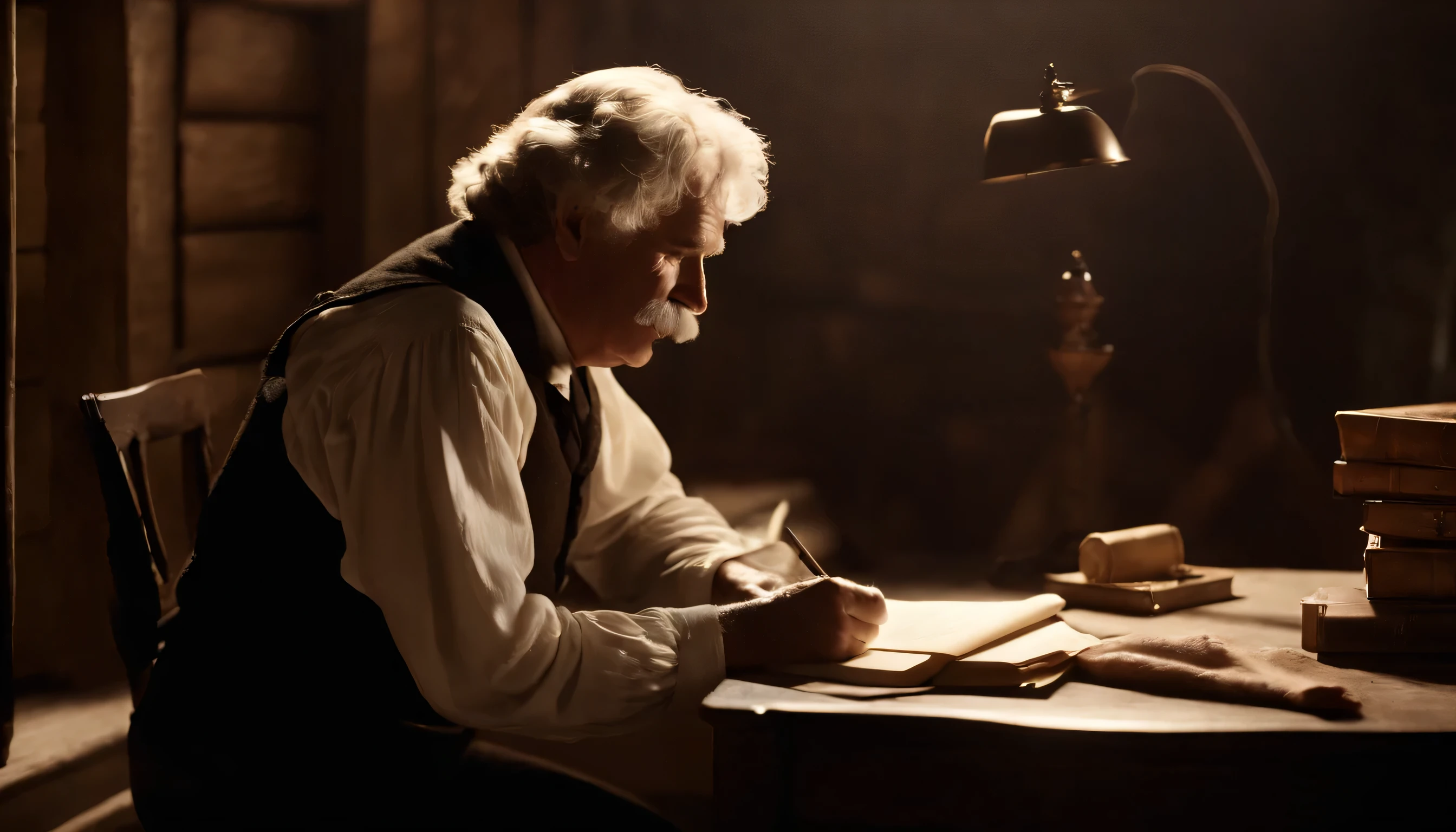 Mark Twain writing Tom Sawyer novel