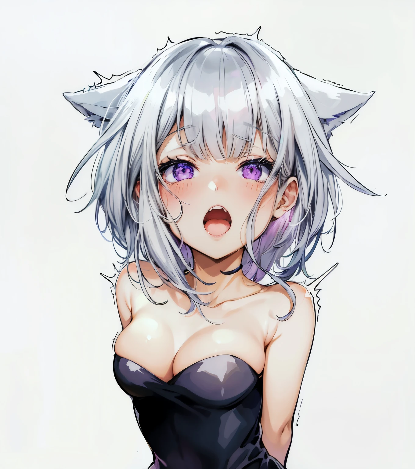 anime girl with cat ears and purple eyes in black dress, cute anime catgirl, anime catgirl, white cat girl, neferpitou, beautiful anime catgirl, anime girl with cat ears, attractive cat girl, cat girl, very beautiful anime cat girl, catgirl, nyaruko-san, anime moe artstyle, anime cat, seductive anime girl