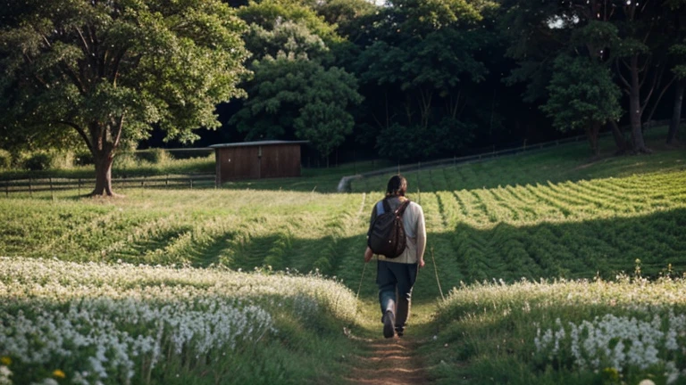 Jesus caminhou em um campo florido