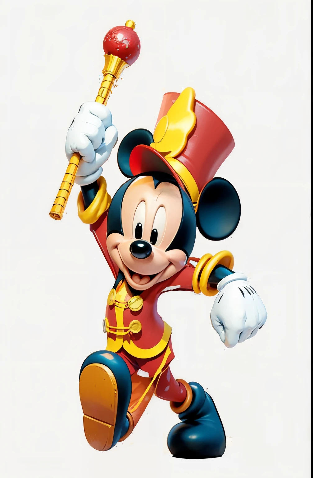 Mickey Mouse is holding a candy cane and waving, Mickey Mouse, Mickey Mouse is thor, ( ( ( Mickey Mouse ) ) ), Disney character, portrait of Mickey Mouse, Disney cartoon, Disney artist, Disney Disney, anthropomorphic time, Disney render, Disney!!, arte oficial, High detail iconic character, arte oficialwork, minnie rato, design de personagens de alta qualidade