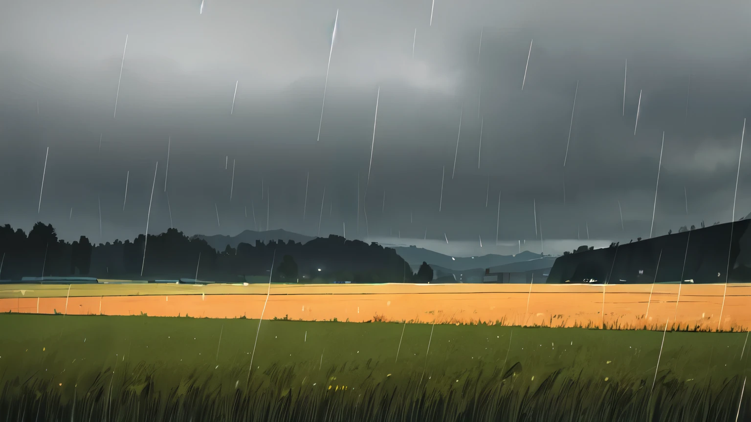 field, Overcast, The sky is overcast, rain
