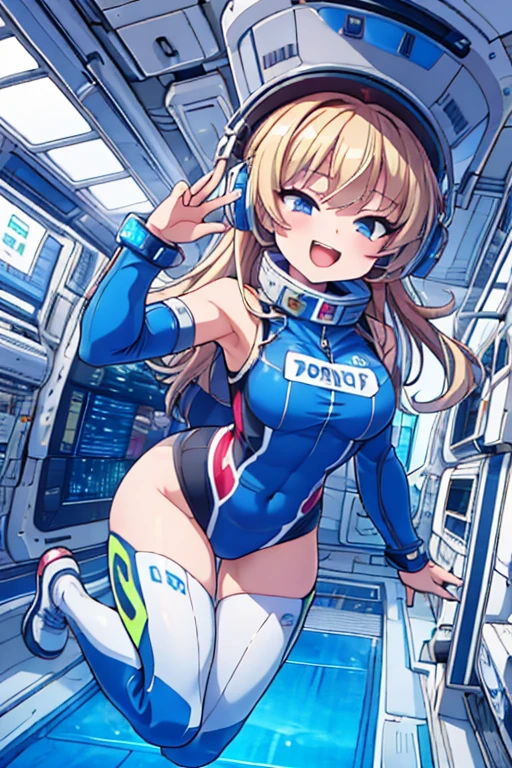 top-quality,Top image quality,in 8K,4K,masterpiece,ultra-detailliert,Beautiful,ultra-quality, best quality,high resolution, ultra-detailed,game cg,dutch angle,(acrobatic pose):5,jumping:5,(inside spacestation,)beautiful detailed eyes,five fingers,headphone,nsfw,a beauty girl,(astrovest):5,(track uniforms),wet,(steam:1.5),Running form,open open mouth,(blonde hair),(long hair):2,Navel,space_station_interior, exercise_room, futuristic, high_technology, zero_gravity_exercise_equipment, high_resolution_landscape, sleek_design, minimalistic, 8K_resolution, game_cg_style, Dutch_angle, detailed_character, track_uniform, perfect_running_form, intense_expression, detailed_eyes, determination, steam:1.5, beauty, strength, five_fingers, visible_navel, open_mouth, ultra_quality, high_resolution, ultra_detailed,astrovest