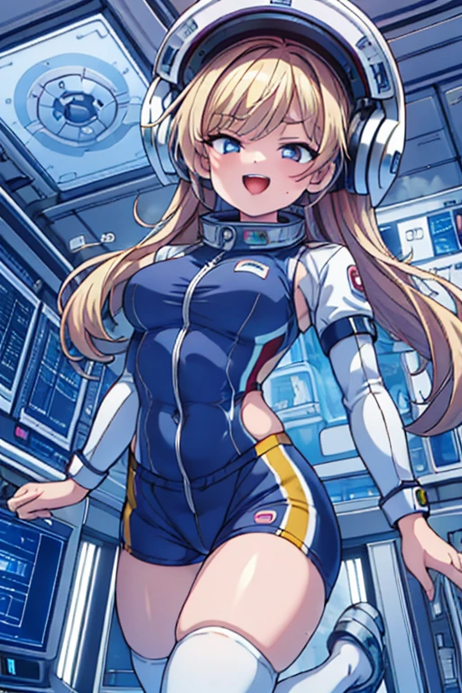 top-quality,Top image quality,in 8K,4K,masterpiece,ultra-detailliert,Beautiful,ultra-quality, best quality,high resolution, ultra-detailed,game cg,dutch angle,(acrobatic pose):5,jumping:5,(inside spacestation,)beautiful detailed eyes,five fingers,headphone,nsfw,a beauty girl,(astrovest):5,(track uniforms),wet,(steam:1.5),Running form,open open mouth,(blonde hair),(long hair):2,Navel,space_station_interior, exercise_room, futuristic, high_technology, zero_gravity_exercise_equipment, high_resolution_landscape, sleek_design, minimalistic, 8K_resolution, game_cg_style, Dutch_angle, detailed_character, track_uniform, perfect_running_form, intense_expression, detailed_eyes, determination, steam:1.5, beauty, strength, five_fingers, visible_navel, open_mouth, ultra_quality, high_resolution, ultra_detailed,astrovest