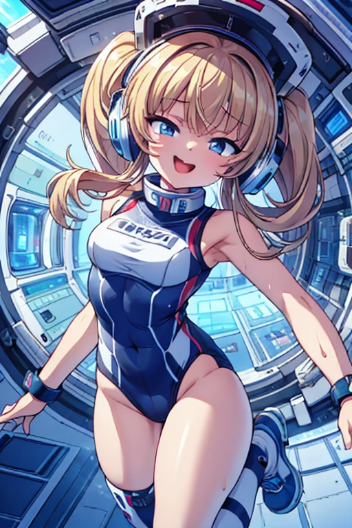 top-quality,Top image quality,in 8K,4K,​masterpiece,ultra-detailliert,Beautiful,ultra-quality, best quality,high resolution, ultra-detailed,game cg,dutch angle,(acrobatic pose):5,jumping:5,(inside spacestation,)beautiful detailed eyes,five fingers,headphone,nsfw,a beauty girl,(astrovest):5,(track uniforms),wet,(steam:1.5),Running form,open open mouth,(blonde hair),(long hair):2,Navel,space_station_interior, exercise_room, futuristic, high_technology, zero_gravity_exercise_equipment, high_resolution_landscape, sleek_design, minimalistic, 8K_resolution, game_cg_style, Dutch_angle, detailed_character, track_uniform, perfect_running_form, intense_expression, detailed_eyes, determination, steam:1.5, beauty, strength, five_fingers, visible_navel, open_mouth, ultra_quality, high_resolution, ultra_detailed,astrovest