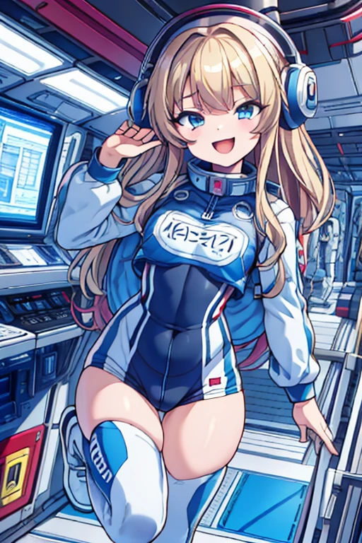 top-quality,Top image quality,in 8K,4K,masterpiece,ultra-detailliert,Beautiful,ultra-quality, best quality,high resolution, ultra-detailed,game cg,dutch angle,(acrobatic pose):5,jumping:5,(inside spacestation,)beautiful detailed eyes,five fingers,headphone,nsfw,a beauty girl,(astrovest):5,(track uniforms),wet,(steam:1.5),Running form,open open mouth,(blonde hair),(long hair):2,Navel,space_station_interior, exercise_room, futuristic, high_technology, zero_gravity_exercise_equipment, high_resolution_landscape, sleek_design, minimalistic, 8K_resolution, game_cg_style, Dutch_angle, detailed_character, track_uniform, perfect_running_form, intense_expression, detailed_eyes, determination, steam:1.5, beauty, strength, five_fingers, visible_navel, open_mouth, ultra_quality, high_resolution, ultra_detailed,astrovest