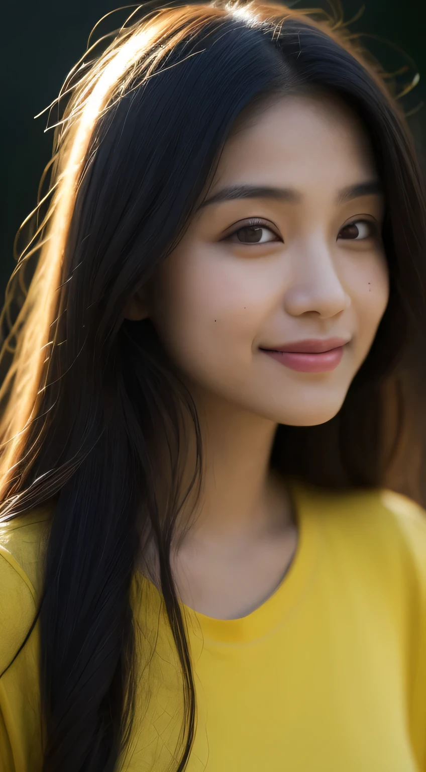 Melhor qualidade, Epic reality, ((in the pitch black escuroness :1.4)), ((retrato:1.5)),(fundo: escuro) high contrast度,imagem gloriosa, minimal lighting, lighting face, She's comfortable, nada para vestir, , It looks amazing, (8k, foto original, Melhor qualidade),(Epic reality:1.5), Uma mulher, face,(olhos delicados:0.8),(looking at the camera:1.4 ), (Melhor qualidade), ( alto contraste, sombras profundas),detalhes intrincados,cinematic,((pele:1.4)), (long escurohair:1.3), cabelo longo, messy,(high-range dynamics:1.5),detalhado, cor, de luxo, obra de arte, foto original(20 anos de idade, looking at the audience), lindo, (Vestindo uma camisa amarela lisa,), perfeito, Natureza, perfeito composition, retrato, perfeito face,Sorrisoexpression, olhos charmosos, detalhes brilhantes, closed lips, (High pele details),, (tonalidade azul: 0.6), (Oferta: 0.8), (Sangrento: 0.7), Accent lighting, (luz de fundo: 0.5 ), medium depth of field, 5d canon, LENTE 50MM, f/4 aberturas, (Super detalhado, detalhes intrincados), sharp focus, soft cor, 8k, absurdo, 80mm, escurofundo, fotografia, Sorriso,pinay, filipino, Moderado.