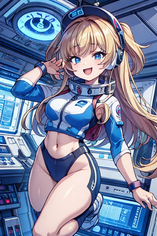 top-quality,Top image quality,in 8K,4K,masterpiece,ultra-detailliert,Beautiful,ultra-quality, best quality,high resolution, ultra-detailed,game cg,dutch angle,(acrobatic pose):5,jumping:5,(inside spacestation,)beautiful detailed eyes,five fingers,headphone,nsfw,a beauty girl,(astrovest):5,(track uniforms),wet,(steam:1.5),Running form,open open mouth,(blonde hair),(long hair):2,Navel,space_station_interior, exercise_room, futuristic, high_technology, zero_gravity_exercise_equipment, high_resolution_landscape, sleek_design, minimalistic, 8K_resolution, game_cg_style, Dutch_angle, detailed_character, track_uniform, perfect_running_form, intense_expression, detailed_eyes, determination, steam:1.5, beauty, strength, five_fingers, visible_navel, open_mouth, ultra_quality, high_resolution, ultra_detailed,astrovest