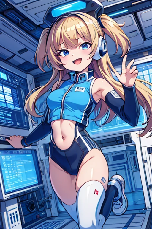 top-quality,Top image quality,in 8K,4K,masterpiece,ultra-detailliert,Beautiful,ultra-quality, best quality,high resolution, ultra-detailed,game cg,dutch angle,(acrobatic pose):5,jumping:5,(inside spacestation,)beautiful detailed eyes,five fingers,headphone,nsfw,a beauty girl,(astrovest):5,(track uniforms),wet,(steam:1.5),Running form,open open mouth,(blonde hair),(long hair):2,Navel,space_station_interior, exercise_room, futuristic, high_technology, zero_gravity_exercise_equipment, high_resolution_landscape, sleek_design, minimalistic, 8K_resolution, game_cg_style, Dutch_angle, detailed_character, track_uniform, perfect_running_form, intense_expression, detailed_eyes, determination, steam:1.5, beauty, strength, five_fingers, visible_navel, open_mouth, ultra_quality, high_resolution, ultra_detailed,astrovest