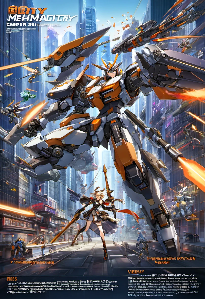 (SRS:0.8),best quality, masterpiece, Super detailed, Mecha Robot, (City:2.5), (Super detailed mecha armor), Full armor, (Very large mecha:1.5),glowing eyes, (whole body:1.2), (Mechanical Parts:1), (joint:1), (Military Parts:1.1), (Hero Section:1.5), cable, (be ready for battle:1.2),(strong gesture:1.3),(Detailed eye description:1.2),(huge mechanical weapon:1.2), (Detailed weapon description:1.2), (Holding weapons and weapons :1.5)