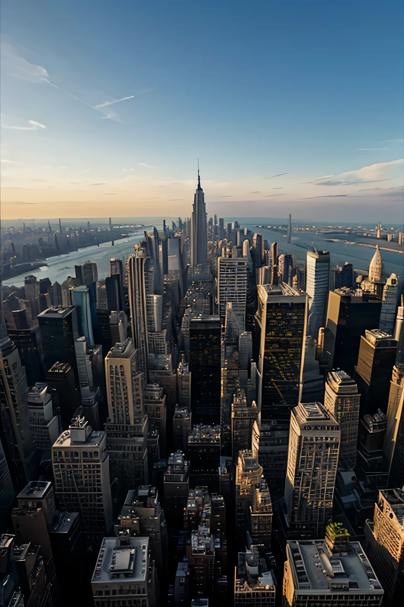 Skyscraper view over newyork skyline, luxurious office,