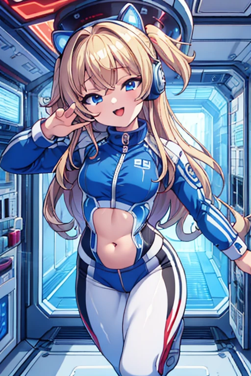 top-quality,Top image quality,in 8K,4K,masterpiece,ultra-detailliert,Beautiful,ultra-quality, best quality,high resolution, ultra-detailed,game cg,dutch angle,(acrobatic pose):5,jumping:5,(inside spacestation,)beautiful detailed eyes,five fingers,headphone,nsfw,a beauty girl,(astrovest):5,(track uniforms),wet,(steam:1.5),Running form,open open mouth,(blonde hair),(long hair):2,Navel,space_station_interior, exercise_room, futuristic, high_technology, zero_gravity_exercise_equipment, high_resolution_landscape, sleek_design, minimalistic, 8K_resolution, game_cg_style, Dutch_angle, detailed_character, track_uniform, perfect_running_form, intense_expression, detailed_eyes, determination, steam:1.5, beauty, strength, five_fingers, visible_navel, open_mouth, ultra_quality, high_resolution, ultra_detailed,astrovest
