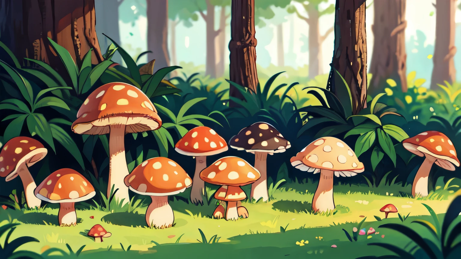 the forest, mushrooms