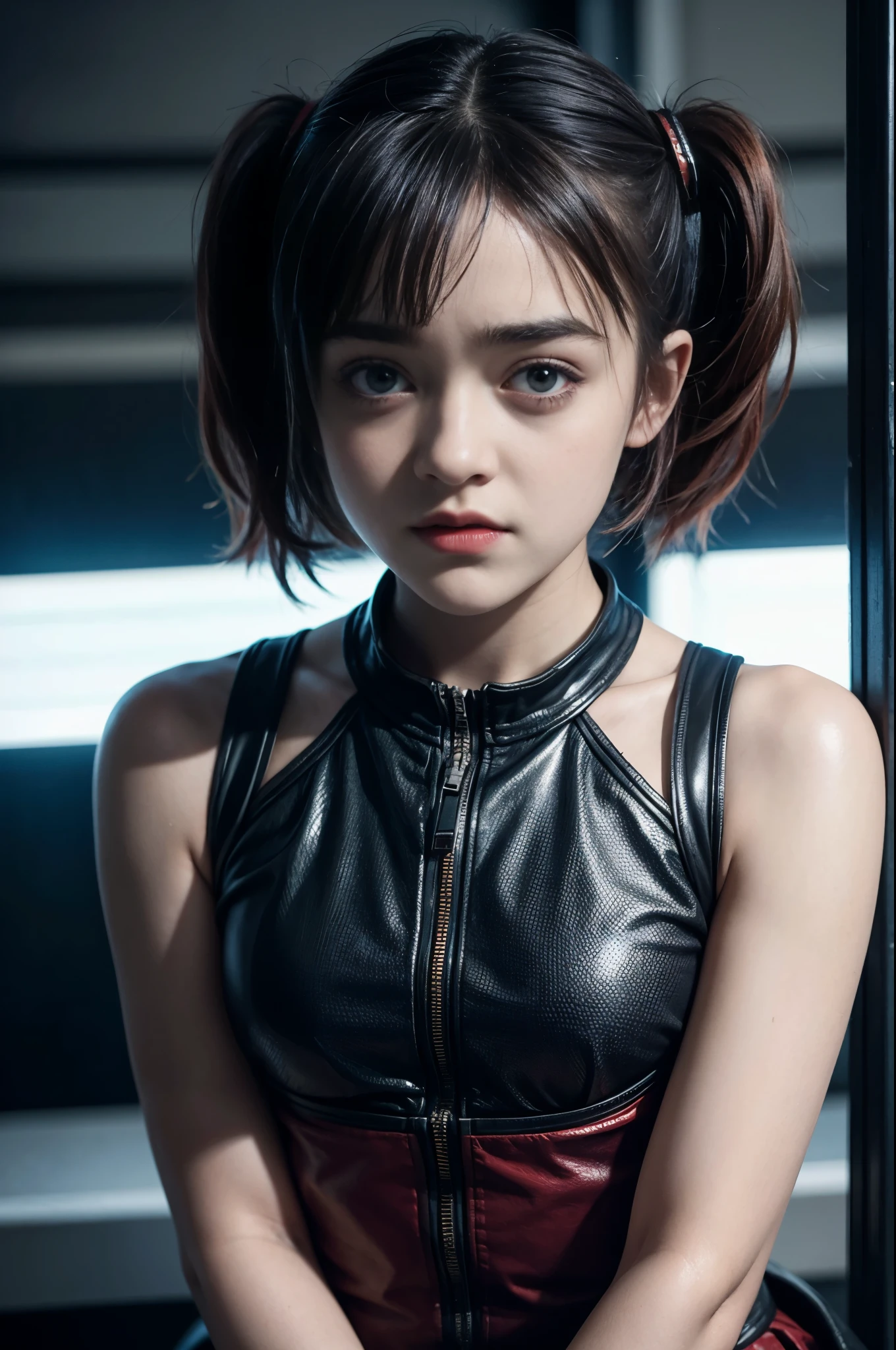 maisie williams, dressed as Harley Quinn