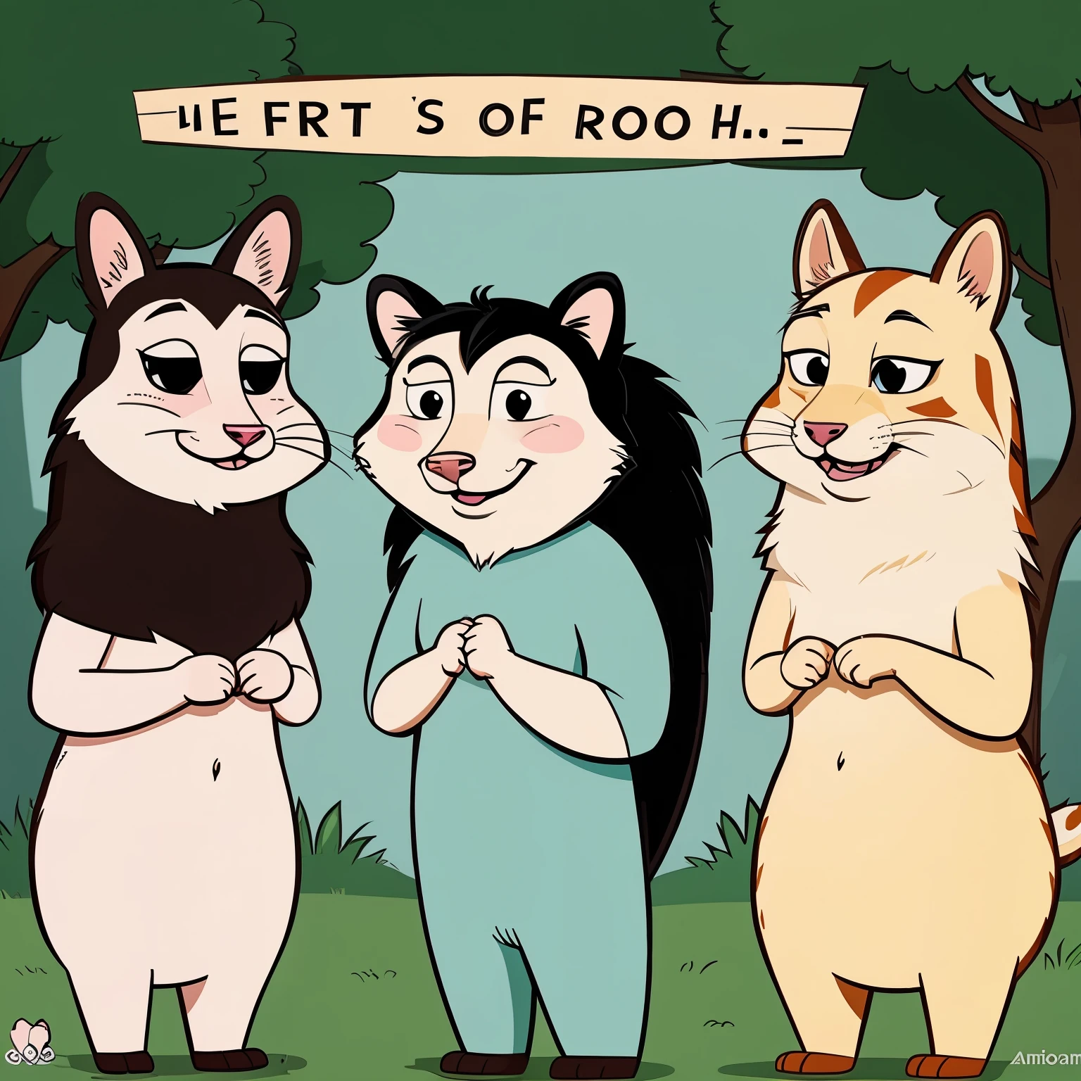 Animal cartoon about the use of pronouns in English