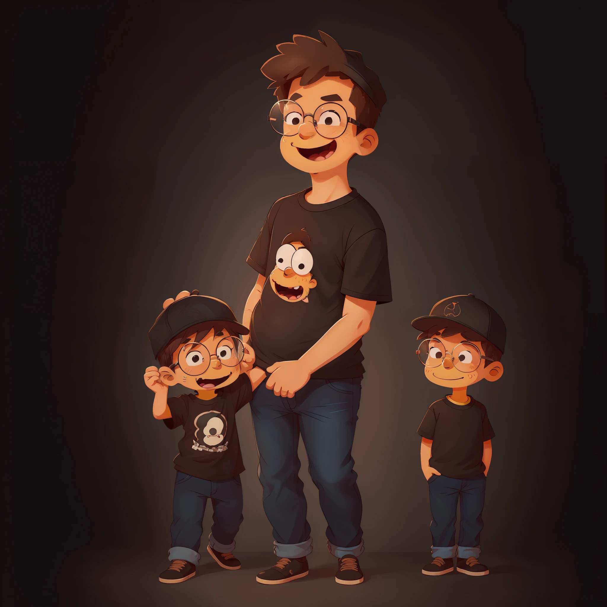 A charming character from The Simpsons animated series, a boy clad in a black tee-shirt, jeans, wearing a black cap over his chestnut-brown hair, donning prescription glasses, and flashing a radiant, contagious smile.