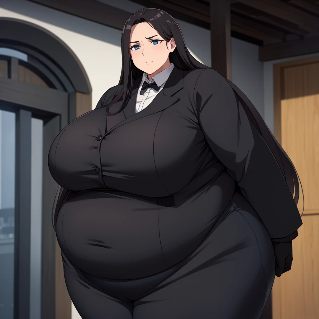 100kg woman in black clothes