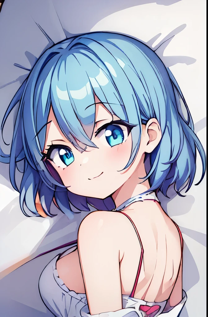 ((masterpiece)), ((best quality)), (ultra-detailed), anime style, on the bed, a cute girl, 1girl, solo, ((beautiful eyes)), smile,,small breast,