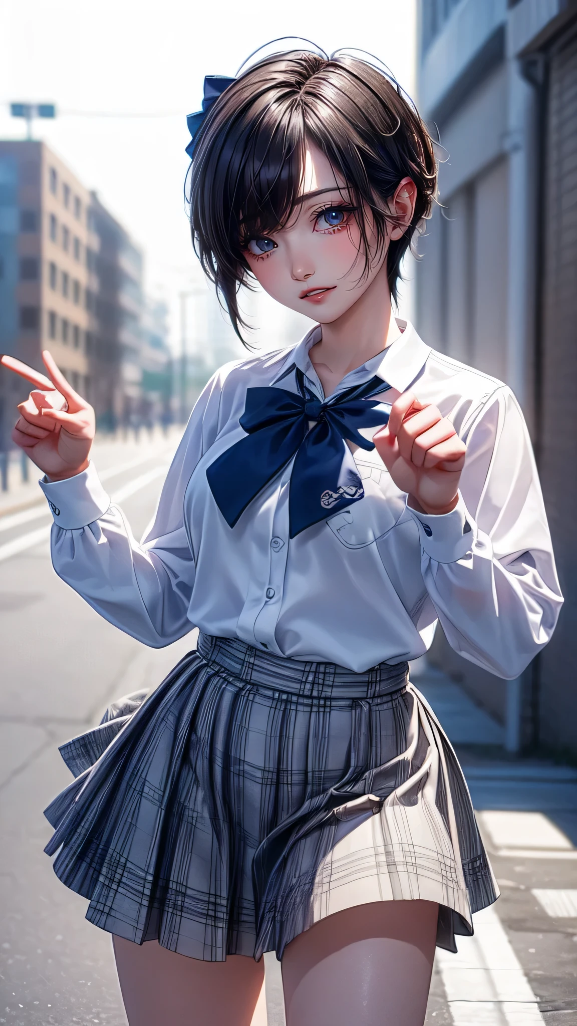 high school girl,(random dance pose),(Highest image quality, (8K), Ultra-realistic, Best Quality, High quality, High Definition, high quality texture, high detailing, Beautiful detailed, fine detailed, extremely details CG, Detailed texture, realistic representation of face, masterpiece, presence, Dynamic, Bold)