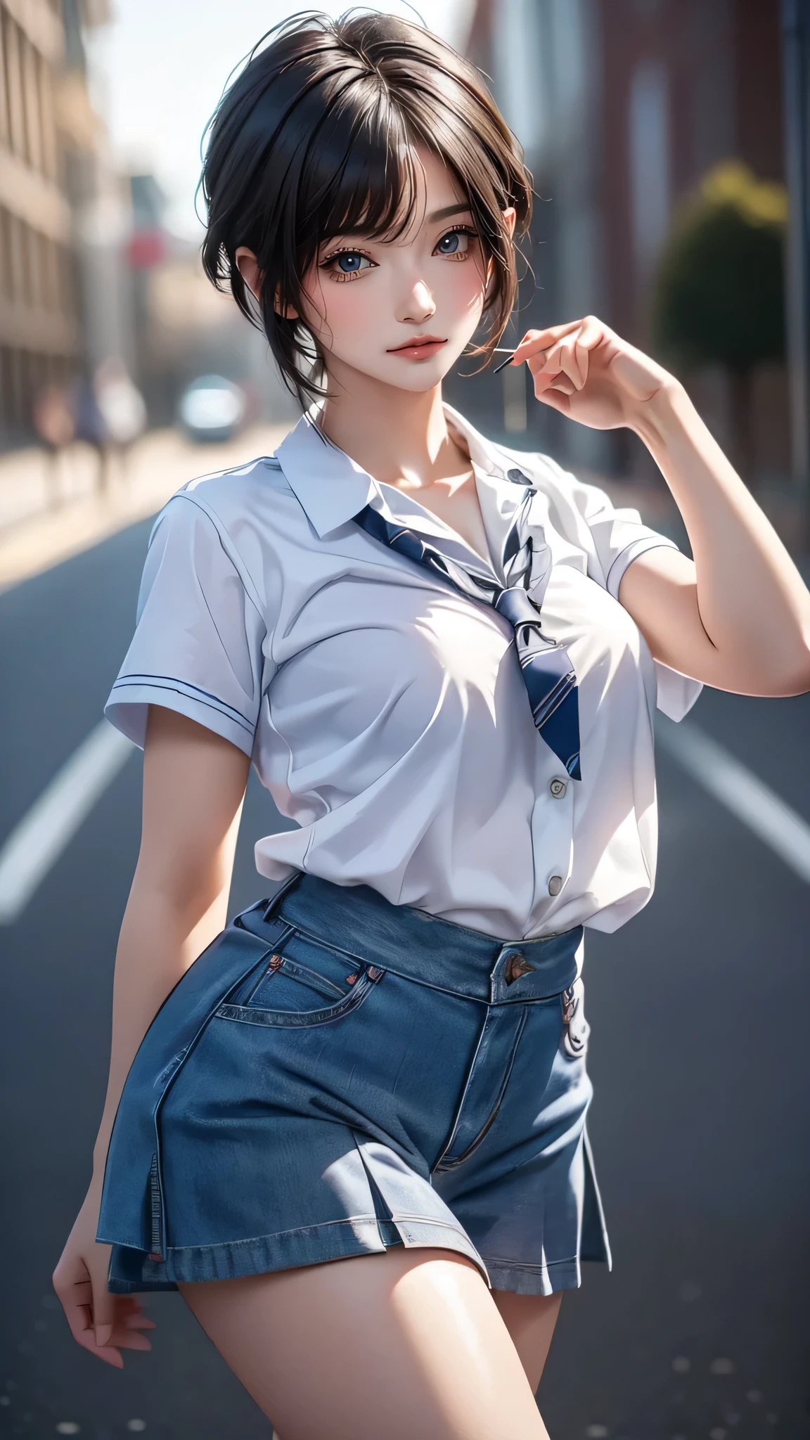 high school girl,(random sexy dance pose),(Highest image quality, (8K), Ultra-realistic, Best Quality, High quality, High Definition, high quality texture, high detailing, Beautiful detailed, fine detailed, extremely details CG, Detailed texture, realistic representation of face, masterpiece, presence, Dynamic, Bold)