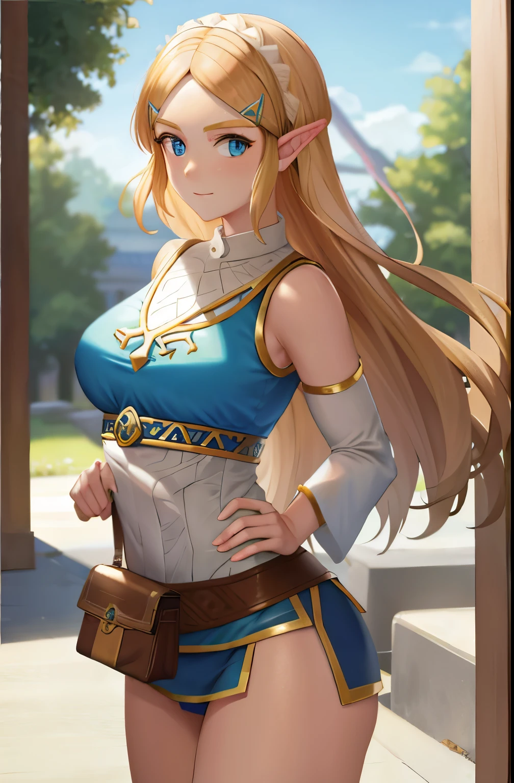 Zelda, Adult Woman, Highly Detailed Anime Style, sleeveless