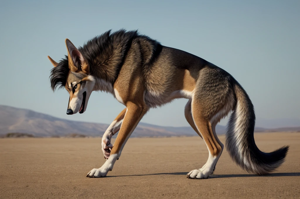 feral, jackal, black-backed jackal, animal, beast, thin, happy