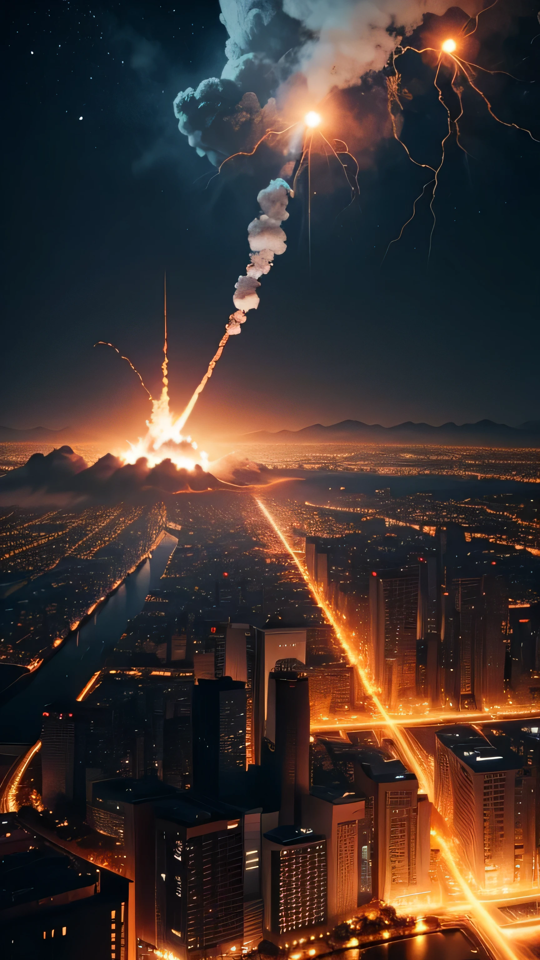 Hiroshima and Nagasaki atomic bombs, explosion, night, 8k